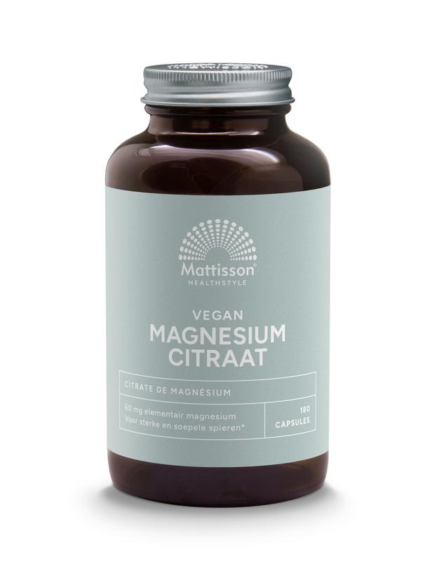 Mattisson HealthStyle Active magnesium citraat 400mg - 180 Vegetarische capsules