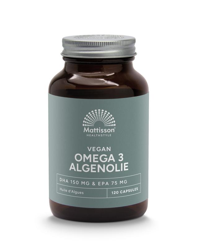 Mattisson HealthStyle Vegan omega 3 algenolie DHA 150mg EPA 75mg - 120 Vegetarische capsules